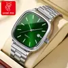 Relógio Retrô Prata Pequeno Quadrado Calendário Luckyfo High-End Masculino e Feminino para o Dia a Dia Relógio de Quartzo Tijolo de Ouro