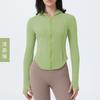 Chaqueta de Yoga Cálida de Otoño e Invierno con Forro Polar y Cremallera, Top de Fitness de Manga Larga Ajustado para Mujer, Cómodo