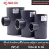 UPVC engrossado reduzindo tee grau industrial pvc-u reduzindo tee acessórios para tubos de plástico resistência química a ácidos e álcalis