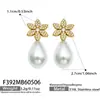 Brincos Pendentes de Pérola Falsa em Forma de Gota com Design de Nicho Flor Completa em Zircônia Cúbica Brilhante para Mulheres Cor Duradoura Dropshipping