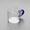 Taza de té con mango engrosado de vidrio resistente a altas temperaturas Juego de té con flores de vidrio resistente a altas temperaturas Taza de vidrio con mango recto