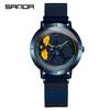 SANDA SANDA 1022 Reloj de Cuarzo para Hombre con Esfera Hueca Correa de Acero Resistente al Agua para la Vida Reloj de Hombre