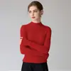 Suéter Feminino de Cashmere com Gola Alta Meia, 100% Cashmere Puro, Tricô Pulôver Sem Costura, Top Básico Versátil para o Dia a Dia