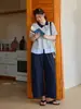 Pantalones Curvos Tallas Grandes ALINDM para Mujer, Pantalones de Verano Finos de Nueve Puntos, Pantalones Casuales Rectos Holgados