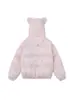 Jaqueta de Algodão com Capuz e Orelhas de Urso Fofas Desenho Animado para Mulheres Inverno Novo Estilo Doce Versátil Acolchoada Quente Jaqueta de Algodão