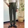 Pantalones de pana de invierno nuevos de color liso, artísticos y casuales, estilo caballero napolitano retro casual, corte recto