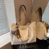 Bolso de Mujer Primavera Nuevo Estilo Versátil Estilo Oficina Cadena de Perlas Gran Capacidad Bolso Tote Casual de Hombro