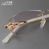 Gafas con Borde Cortado en Diamante para Mujer, Gafas Sin Montura, Gafas Terminadas, Gafas Ultraligeras de Titanio Puro para Miopía 2889