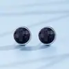 Pendientes Minimalistas Negros de Plata de Ley 925 para Mujer, Pendientes Elegantes y Únicos, Accesorios de Oreja Negros Retro Simples de Moda para Hombre
