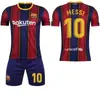 Camiseta Barcelona 20-21 Local Visitante No. 10 Messi Kit de Partido para Niños Conjunto de Fútbol Deportivo para Hombre