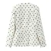 Exportação por Atacado Roupas Femininas 2025 Outono Estilo Europeu e Americano Gola Redonda Cintura Contraste Bolinhas Blazer Conjunto High-End Ins