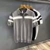 Camisa Polo de Punto de Manga Corta con Sensación Fresca de Fibra de Seda Helada de Denier Ultrafino para Hombre Verano 2026 Camiseta con Cuello Superior para Hombre