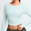 Nova Roupa de Yoga de Outono Feminina Gola Henley Retrô Manga Longa Esportiva Camiseta Emagrecedora e Afinando Roupas para Corrida Treinamento Fitness