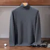 Suéter masculino de cashmere com gola alta, novo estilo outono/inverno, cor sólida, corte solto, tricô grosso, base de cashmere simples e casual