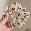 Goma para el pelo tipo scrunchie grande estilo coreano, banda elástica de alta elasticidad, goma elástica con estampado de leopardo, accesorio versátil para el cabello para mujer
