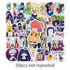 50 piezas de pegatinas adhesivas con temática de ángeles que incluyen medias, PSG y anime japonés, populares para ventas transfronterizas, impermeables y adecuadas para decorar tazas de computadora