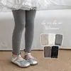Leggings para Niña Estilo Nuevo Primavera y Otoño Strass Hot-fix Lazo de Cuerda Tejido de Punto Pantalones Cortos para Niña Niños Medianos y Grandes Medias para Niña