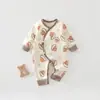 Mameluco Lindo de Elefante, Piña y Mariposa para Recién Nacidos, Algodón Puro, Mono de Maternidad con Botones Laterales, Ropa de Dormir, Mameluco Estilo Monje