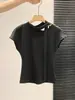 Camiseta Blanca de Manga Corta con Cinta Estilo Francés para Mujer, Diseño de Verano con Mangas Volantes Pequeñas, Top Favorecedor para Capas Interiores, Blusa Elegante