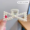 Accesorios para el Cabello de Primavera Nuevo Pasador Dulce Accesorio Geométrico Grande Pinza de Tiburón para la Parte Posterior de la Cabeza Pinza de Garra con Doble Lazo y Perla