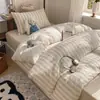 Estilo Muji novo conjunto de três peças macio e amigável à pele conjunto de quatro peças lençol capa de edredom conjunto de três peças para dormitório estilo lençol com elástico