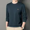 Camiseta de Manga Larga para Hombre 2025, Nueva Camiseta de Cuello Redondo para Primavera y Otoño, Camiseta Básica Casual para Hombres de Mediana Edad