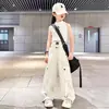 Petos de Verano para Niñas 2024 Nuevos Pantalones de Verano para Niños Estilo Occidental Holgado Hip Hop Pantalones de Pierna Ancha para Niñas