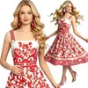 Vestido Midi Retro Floral Europeo y Americano de Verano con Tirantes Finos Cuello Cuadrado Cintura Ceñida Corte A Ropa para Mujer Fuente de Fábrica