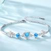 Pulseira de Zircônio Ametista de Quatro Folhas em Forma de Coração Microincrustada em Zircônio Pulseira Coração de Deusa Coração do Oceano