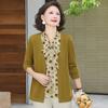 Moda de Primavera para Mujeres de Mediana Edad Nueva Blusa de Manga Larga Elegante Talla Grande Ropa para Mamás Top de Dos Piezas con Corbata Capa Base