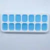 Bandeja de hielo de plástico de silicona de 14 compartimentos, bandeja de hielo cuadrada para el hogar, bandeja de hielo de fondo suave, molde con tapa, bandeja de hielo, helado, caja de hielo
