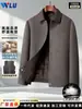Abrigo de lana para hombre de otoño e invierno, chaqueta corta con cuello alto, que contiene cachemira, con forro de plumón desmontable, adecuado para uso business casual