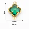 Colgante de Joyería de Aleación Estilo Coreano Accesorios DIY Colgante de Trébol de Cuatro Hojas con Incrustaciones de Cristal de Vidrio Pendientes Collar Venta al por Mayor