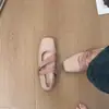 Primer Encuentro Zapatos Planos de Ballet Rosas de Temporada con Corte Bajo y Falda, Mary Janes con Tira Cuadrada, Zapatos de Noche Estilo Suave de Otoño