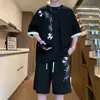 Nasa Novo Estilo Chinês Estampa de Panda Masculino Verão 2025 Novas Roupas Casual Manga Curta Shorts Terno de Seda Gelada