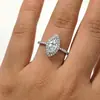 Anillo de Plata S925 para Mujer con Piedra Principal Moissanita en Forma de Marqués con Montura de Halo, Suministro Directo de Fábrica, Joyería de Lujo Ligero