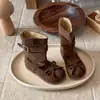 Botas retro Martin para niños, Botas de tacón de ballet Maillard, Botas geniales de nuevo diseño con punta redonda y lazo para niñas