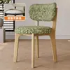 Silla de comedor de madera maciza nórdica para uso doméstico, silla de comedor minimalista de lujo ligero para sala de estar, silla lirio estilo retro francés color crema