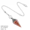 Colgante de péndulo de cristal natural, color plata vintage, piedra triturada multicolor, cono hexagonal, meditación yoga, cristal de meditación de frecuencia ajustable