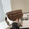 2025 Zíper Outono e Inverno Marrom Coreano Casual Retrô Textura de Commuter Bolsa de Cintura Feminina Carteira Bolsa de Peito Commuter de Negócios