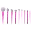 Conjunto Personalizado de Ferramentas de Beleza 9 Pincéis para Olhos Vermelho Rosa Portáteis Pincel para Blush com Cerdas de Animal Gracedo