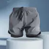 Shorts Esportivo Masculino de Secagem Rápida Anti-Exposição Dois em Um Verão Basquete Fitness Respirável Solto Shorts de Corrida