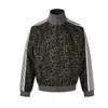 Urso Mágico Americano Luz Asiática Rua Retrô Vibração Jaqueta Estampa de Leopardo Gola Alta Zíper Jaqueta Top Cool