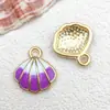 Kit de Materiales para Colgantes de Aleación Esmaltada Serie Océano Morado DIY: Concha, Caracola, Estrella de Mar - Colgante Pequeño