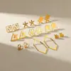 Pendientes Geométricos Huecos de Acero Inoxidable Simples Transfronterizos Chapados en Oro de 18k Pendientes con Forma de Corazón Cuadrado Pendientes Pequeños para Mujer en stock