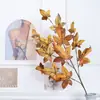 Nuevo ProductoQi Hao Arte Floral Artificial Hoja de Arce de 5 Ramas Comercio Electrónico Transfronterizo Acción de Gracias Decoración de Hoja de Arce Artificial