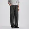 Calça casual masculina de outono, estilo vintage, corte solto, com detalhes de rebite, tecido de algodão de alta qualidade lavado e design versátil e moderno.