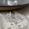 Anel Irregular de Flor Estilo Floresta em Prata Esterlina S925 para Mulheres Personalidade Simples Fresco Criativo Design Oco Anel de Dedo