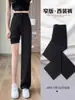 Pantalones negros de pierna recta para mujer, nuevos de primavera-verano 2026, de cintura alta, fluidos, pierna ancha, casuales, versátiles, pantalones de traje talla grande