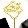Bandera Decorativa para Pastel de Acrílico Tarjeta de Fiesta Feliz Cumpleaños Enchufe Decoración Creativa para Pastel Paquete de 10